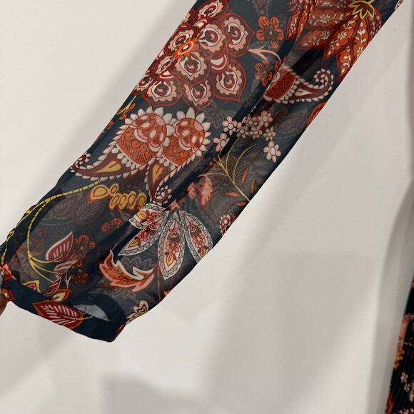 Anthropologie Maeve Apulia Pleated Floral Paisley Print Midi Dress Size L - Picture 3 of 6